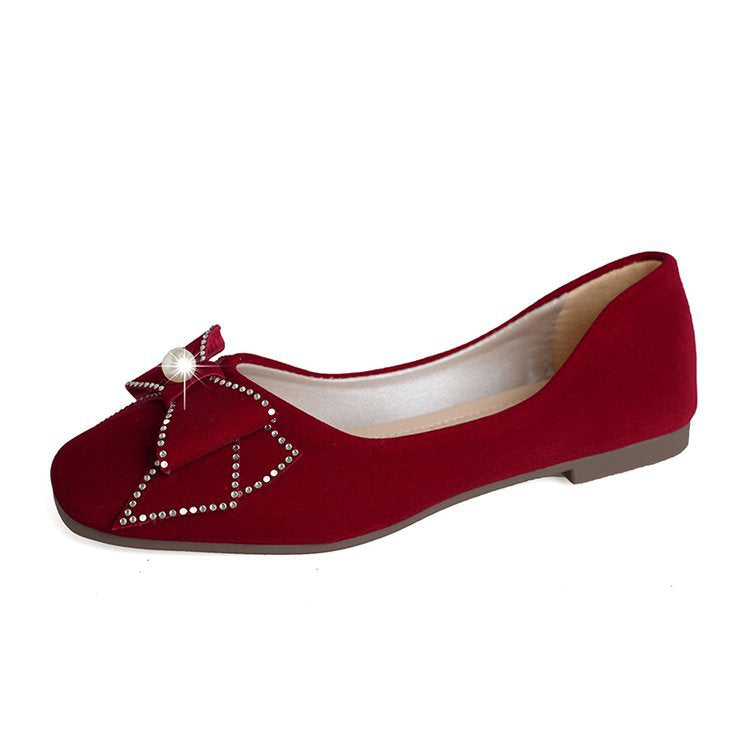 Damen elegante Ballerinas mit funkelndem Schleifen-Design und edlen Strassverzierungen R&B