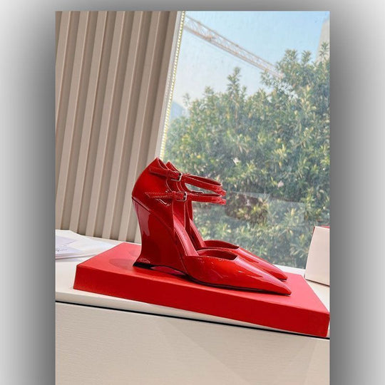 Damen elegante Slingback-Pumps mit glänzender Lackoberfläche R&B