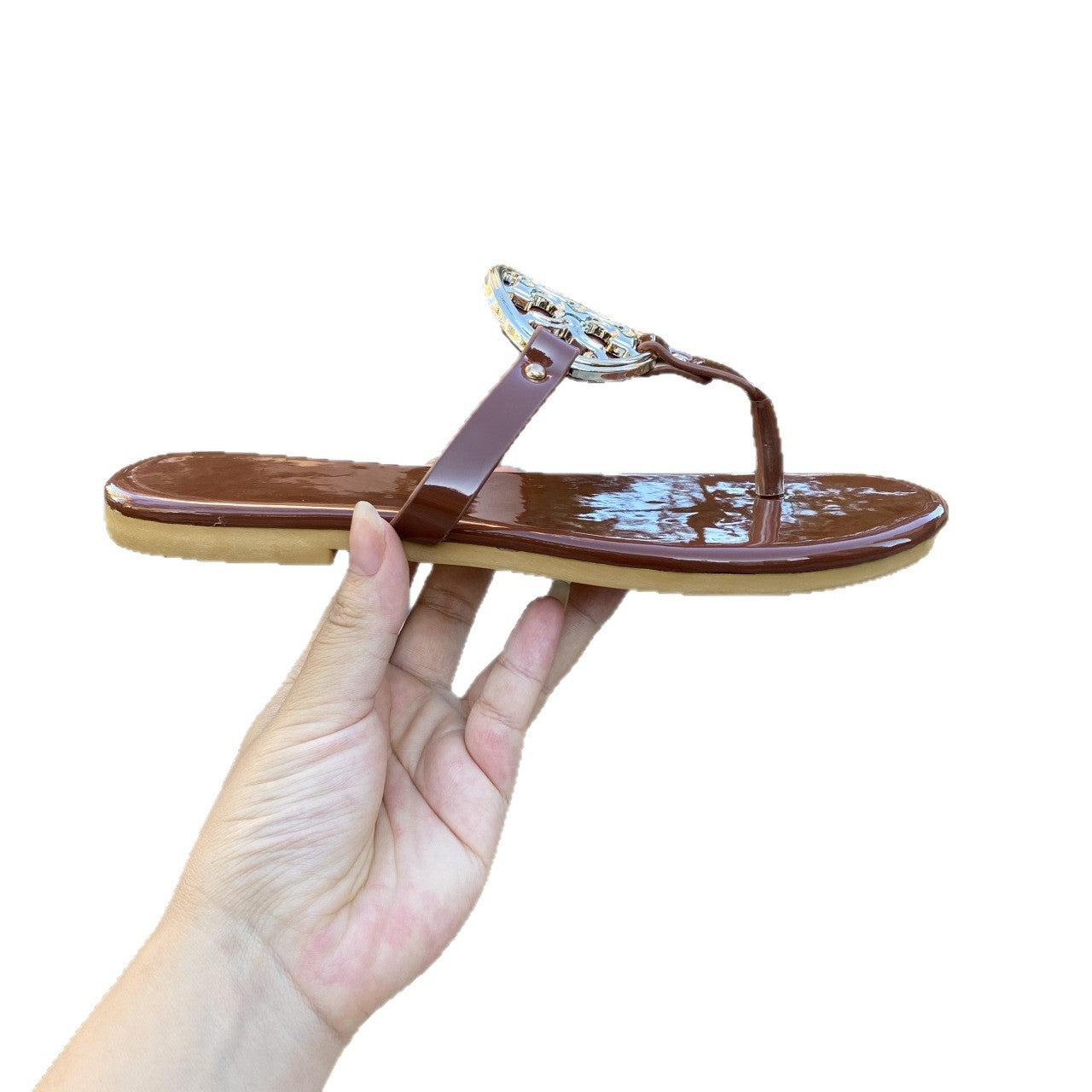 Damen Flip-Flops mit elegantem Logo-Applikation R&B