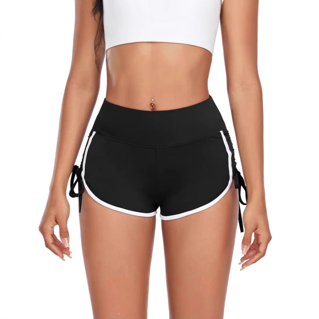 Damen Sportliche High-Waist Shorts mit seitlichem Rüschendetail R&B
