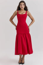 Damen Maxikleid mit schickem Taillen-Schnitt und voluminösem Rock R&B