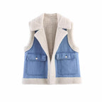 Damen Weste im Vintage-Style aus Denim mit Fleecefutter R&B