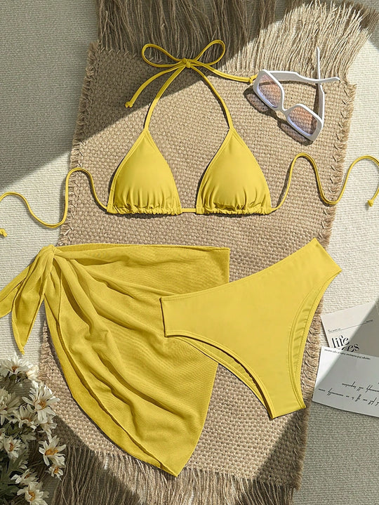 Damen Triangel-Bikini mit Wickeltuch und verstellbaren Trägern R&B