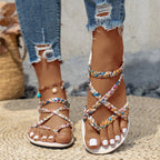 Damen flache, geflochtene Sandalen mit modischem Design R&B