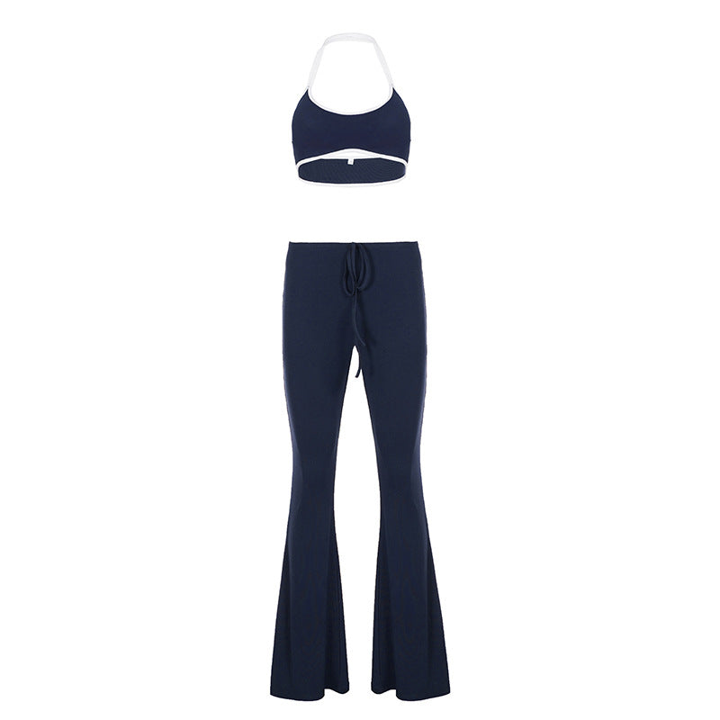 Damen Flared Pants und Bralette Set R&B