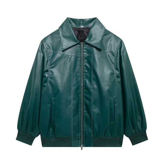 Damen Kunstlederjacke mit lässigem Schnitt und elastischem Saum R&B