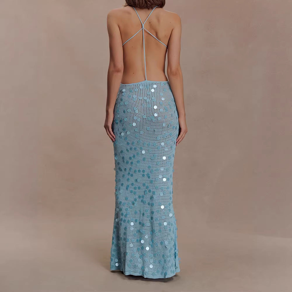 Damen Elegantes Maxikleid mit funkelnden Applikationen R&B