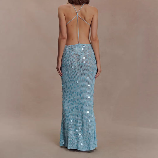 Damen Elegantes Maxikleid mit funkelnden Applikationen R&B