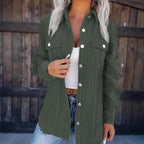 Damen Casual Hemdjacke mit strukturiertem Design und funktionalen Taschen R&B