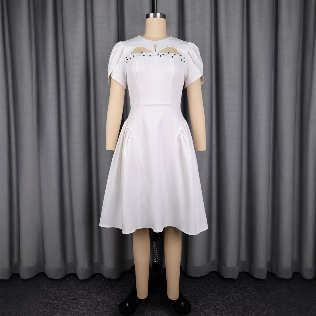 Damen Kleid mit eleganten Puffärmeln und raffinierten Cut-Outs R&B