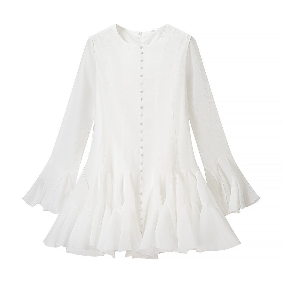 Damen Fransen-Kleid mit fließendem Rüschenabschluss R&B