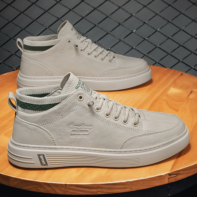 Damen Hohe Sneakers aus langlR&Bigem Kunstleder mit elastischem Kragen R&B