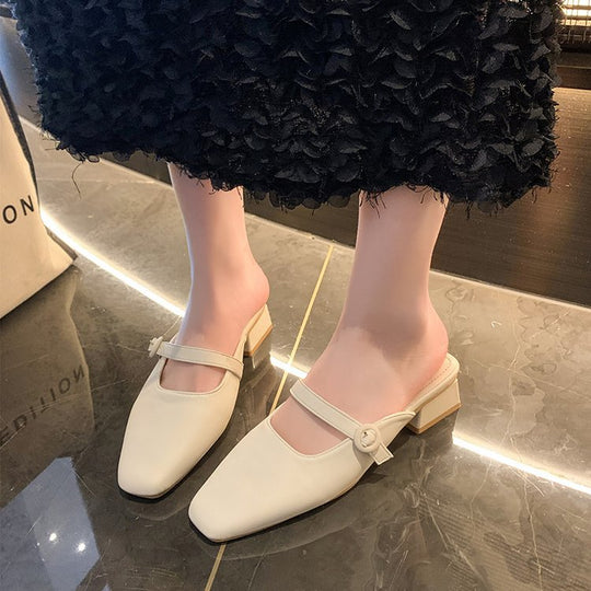 Damen elegante Mules mit schickem Riemendesign R&B