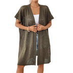 Damen luftiger Strick-Kimono mit floralem Lochmuster R&B