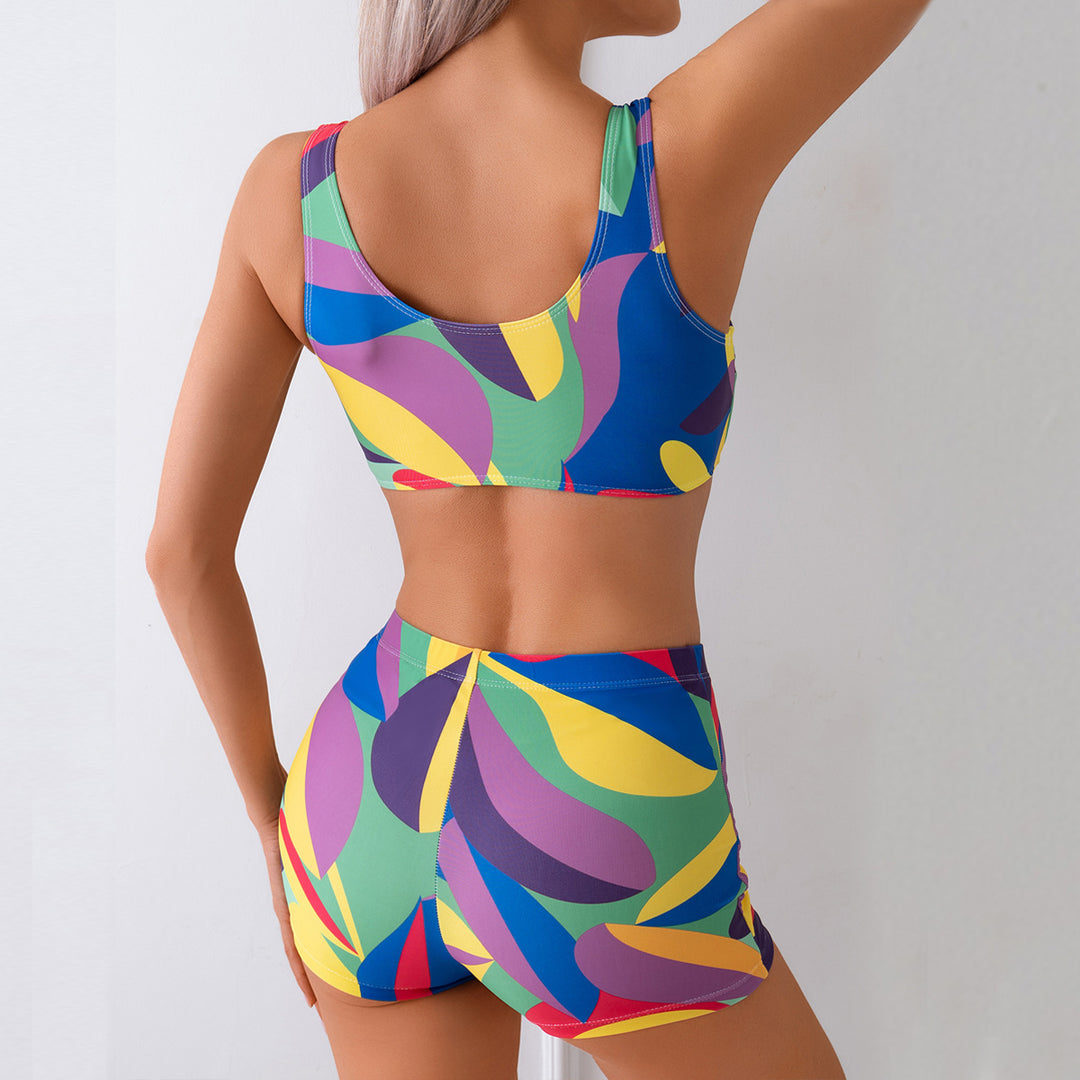Damen Sportliches Bikini-Set mit farbenfrohen Grafiken R&B