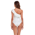 Damen Einteiler Badeanzug mit elegantem Rüschendesign und modischem asymmetrischen Schnitt R&B