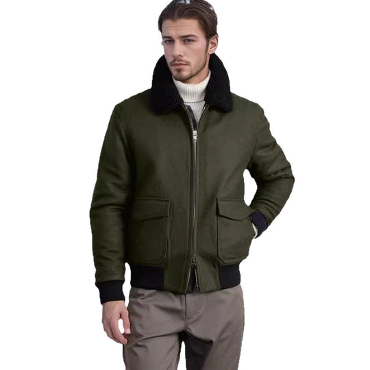 Herren trendige und warme Bikerjacke R&B