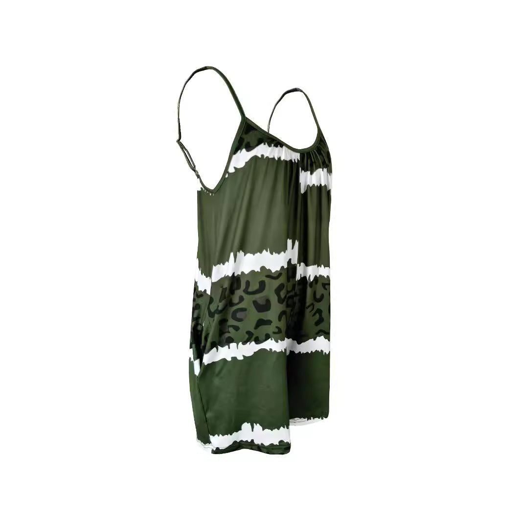 Damen luftiger Overall mit Spaghettiträgern und modischem Tierdesign R&B