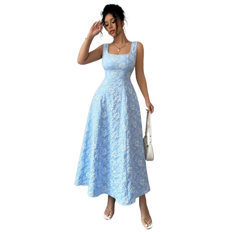 Damen Elegantes Maxikleid mit floralem Stickdesign und A-Linien Schnitt R&B