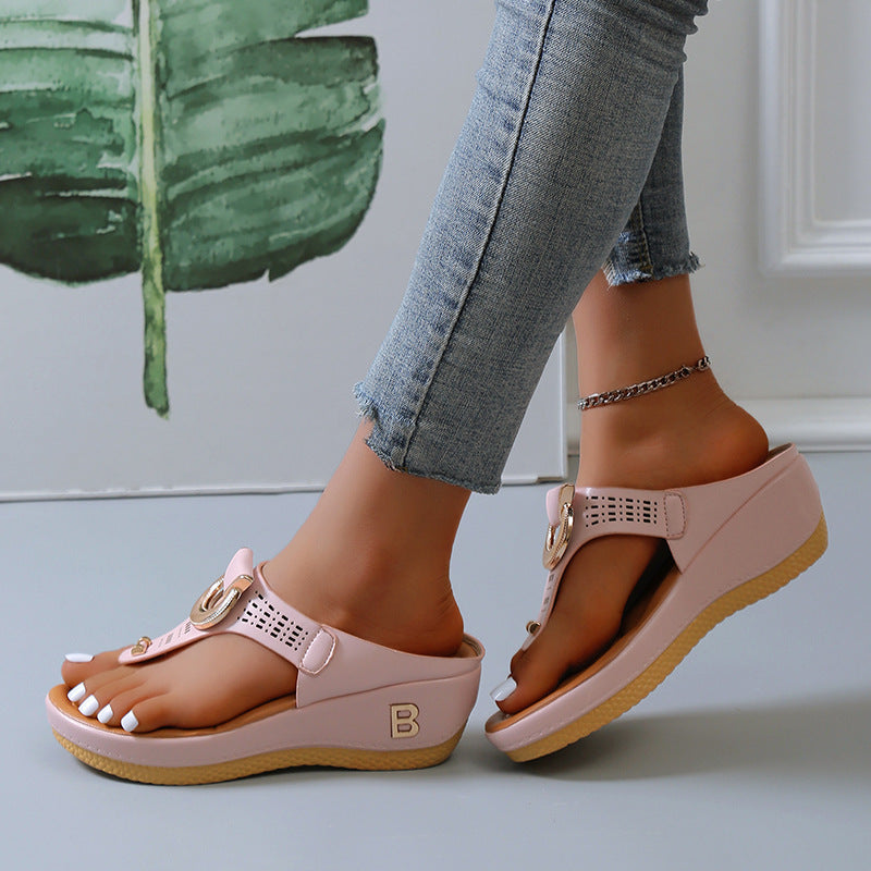 Damen Wedge-Pantoletten mit modischem Dekor und ergonomischem Design R&B
