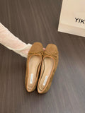 Damen Ballerinas aus hochwertigem Wildleder mit dekorativer Schleife R&B