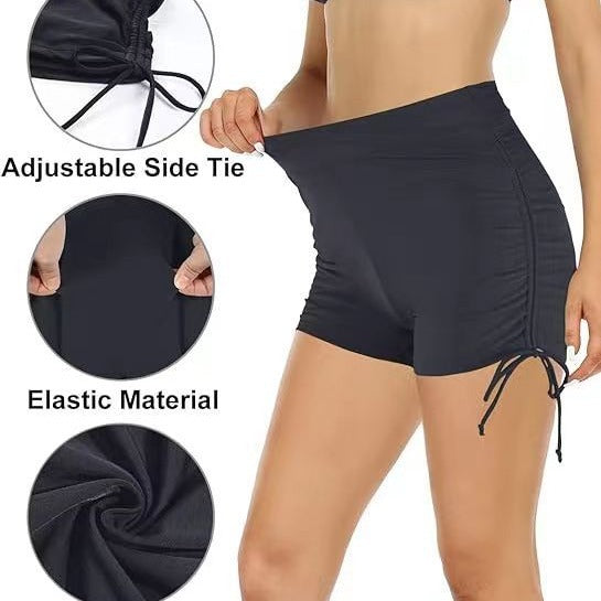 Damen Figurschmeichelnde Badeshorts mit Raffung und Seitenschnürung R&B