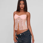 Damen Spitzen-Camisole mit Dekorativen Schleifendetails R&B
