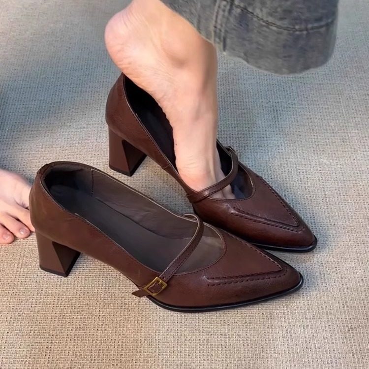 Damen elegante Mary Jane Pumps mit modischem Riemchen und komfortablem Blockabsatz R&B