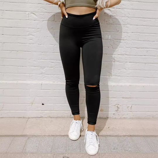 Damen Stepp-Leggings mit Riss-Detail R&B