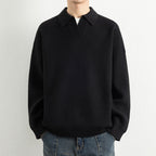 Herren lässiger Strickpullover mit modernem V-Ausschnitt und sportlichem Design