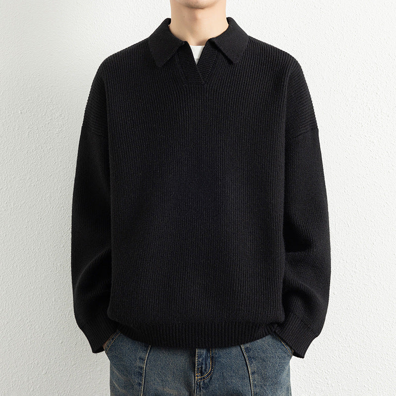 Herren lässiger Strickpullover mit modernem V-Ausschnitt und sportlichem Design
