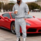 Herren Strick-Jogginganzug mit modischem Kragen und praktischen Taschen R&B
