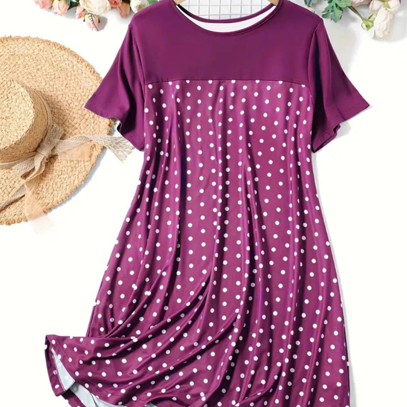 Damen Polka Dot Sommerkleid mit lässigem Schnitt und weichem Material R&B