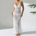 Damen Häkel-Strandkleid mit floralen Akzenten und schmalem Schnitt EB