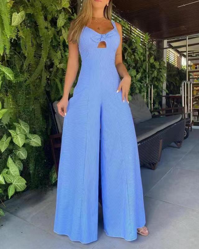 Damen Luftiger Jumpsuit mit schickem Schlitz und Stilvollen Träger R&B