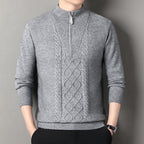 Herren Strickpullover mit hochabschließendem Kragen und durchgehendem Reißverschluss