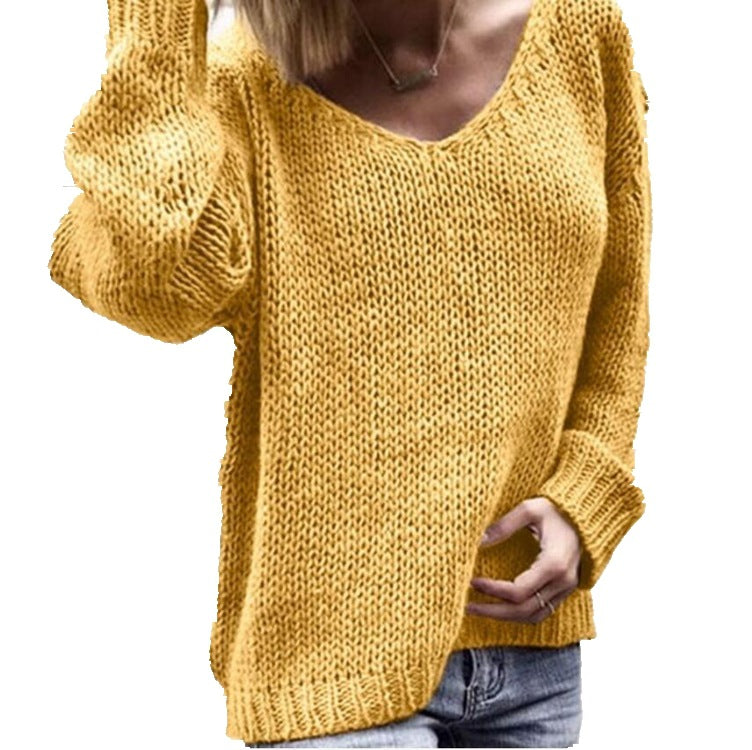 Damen Grober V-Pullover mit lässigem Schnitt und strukturiertem GewR&Be R&B