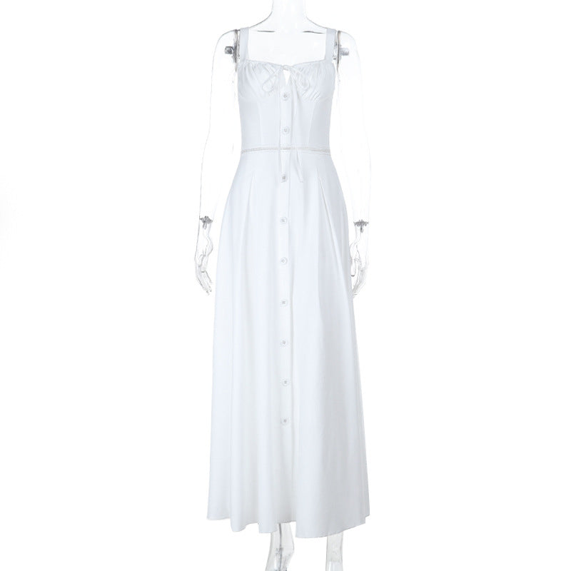 Damen Maxikleid mit Knopfverschluss und eleganter Raffung R&B