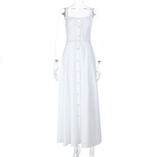 Damen Maxikleid mit Knopfverschluss und eleganter Raffung R&B