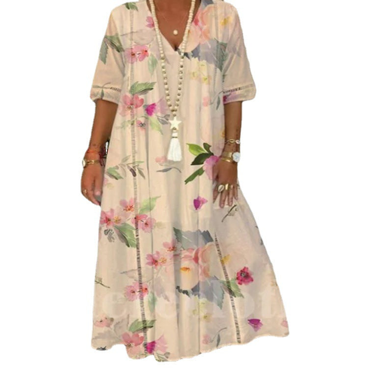 Damen Maxikleid mit floralen Mustern Heidi-Mode