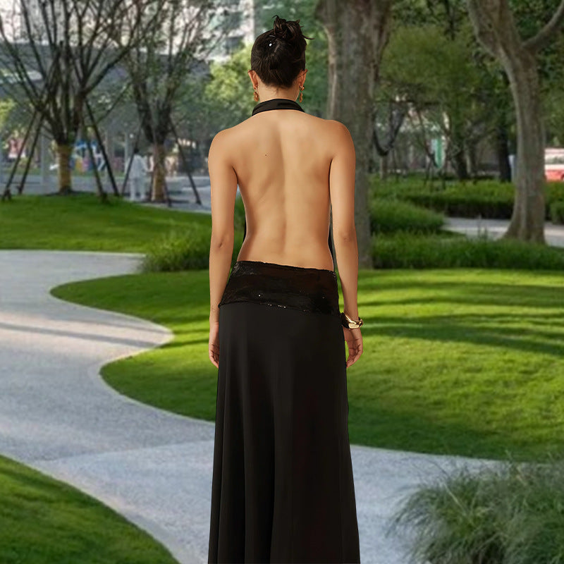 Damen Elegantes Abendkleid mit schimmerndem Gürtel R&B