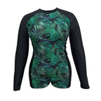 Damen Langarm Rashguard mit tropischem Blätterdesign R&B