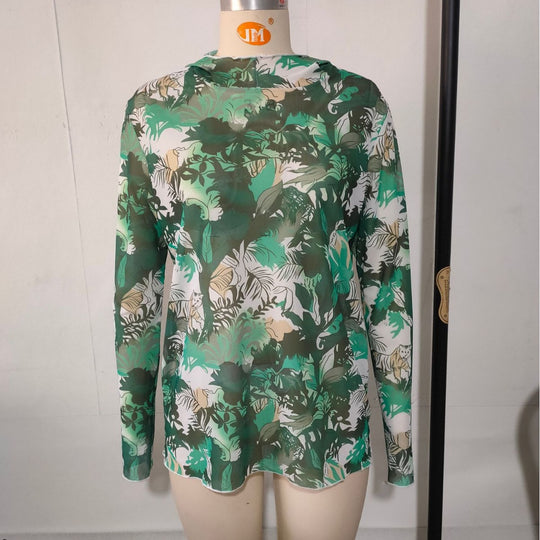 Herren Langarm-Badeoberteil mit floralem Design R&B