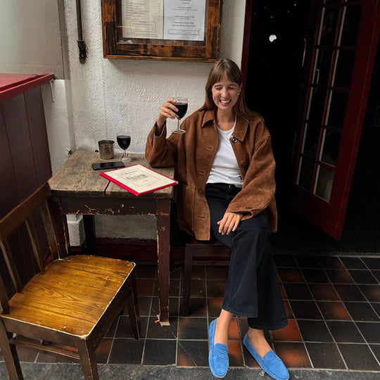 Damen hochwertige Suede Jacke mit praktischen Taschen und klassischem Kragen R&B