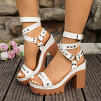 Damen Plateau Sandalen mit Nieten und verstellbarem Riemen R&B