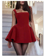 Damen Kurzärmeliges Kleid mit weitem Rock R&B