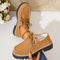 Damen modische Schnürschuhe mit robustem Profil und feinem Lederobermaterial R&B