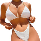 Damen Triangel-Bikini mit perlencDetails und stützender Raffung R&B