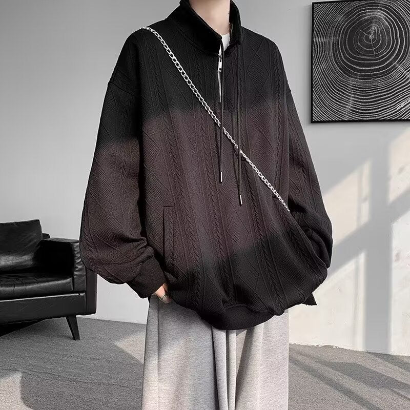 Damen lässiger Pullover mit modernem Stehkragen und Ringelzug R&B
