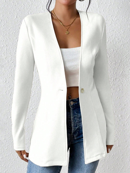 Damen elegante Blazerjacke mit asymmetrischem Schnitt R&B